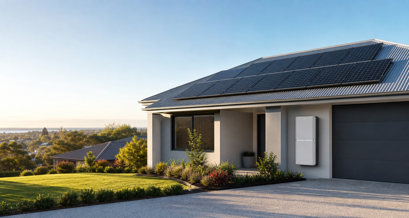 Solar panels being fitted to the roof of a home